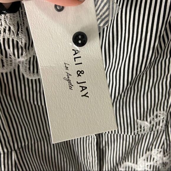 Ali +Jay full Button black white stripe Midi Dress NWT womens XL - Picture 5 of 8